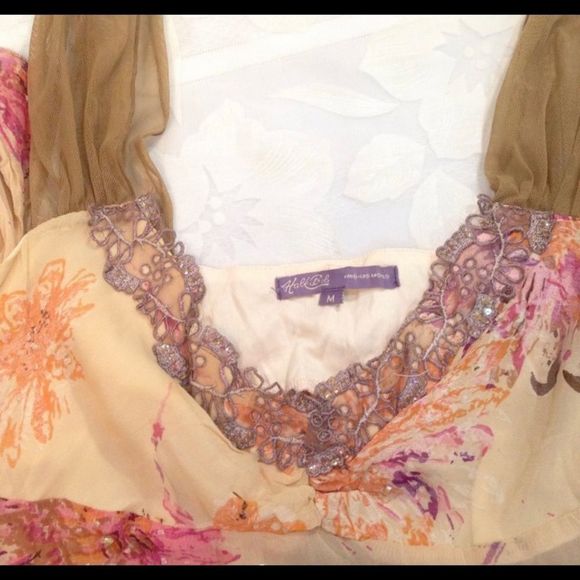 Hale Bob Paris-Los Angeles Sheer Top With Crystals And Sequins - Picture 4 of 12